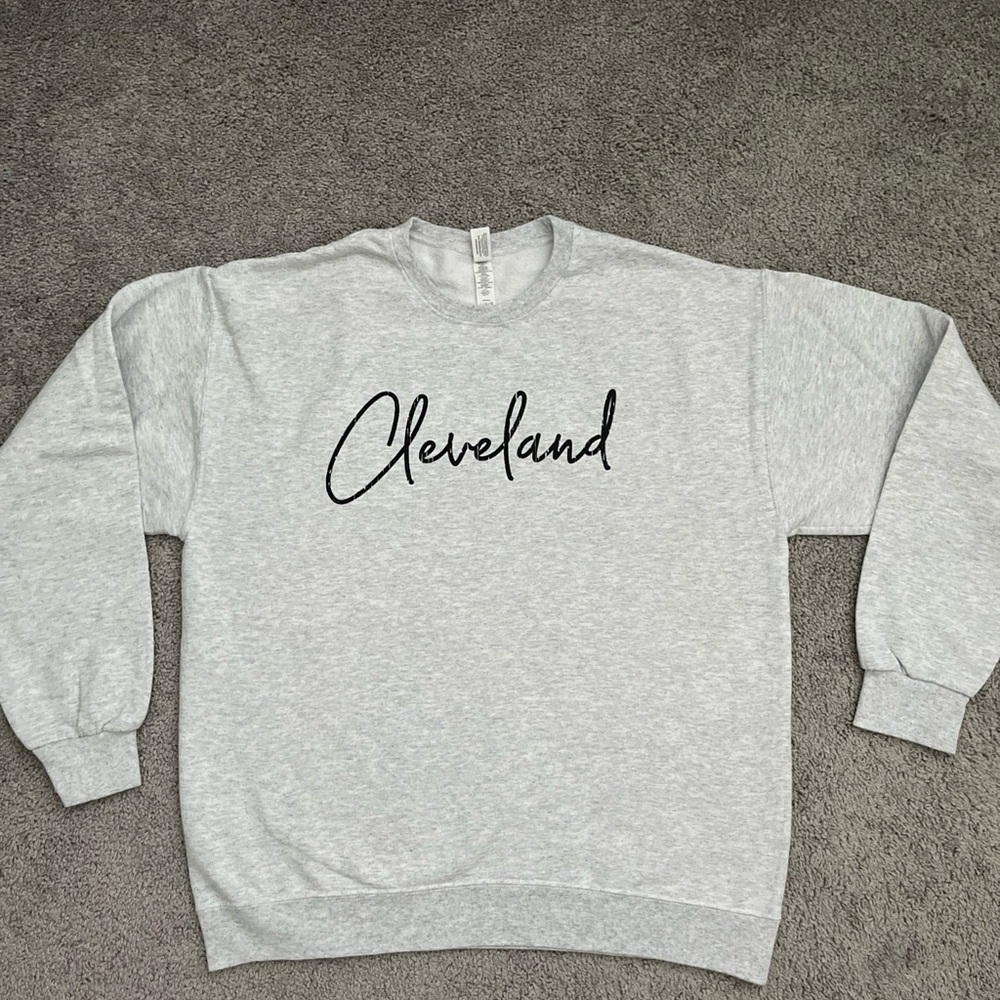 Jerzees Light Gray “Cleveland” Pullover Sweatshirt Size L - Picture 1 of 6